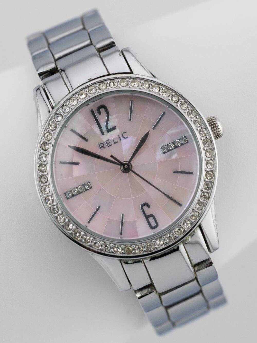 Relic ZR12176 Pink Mother of Pearl Dial Quartz Analog Women's Watch New Battery